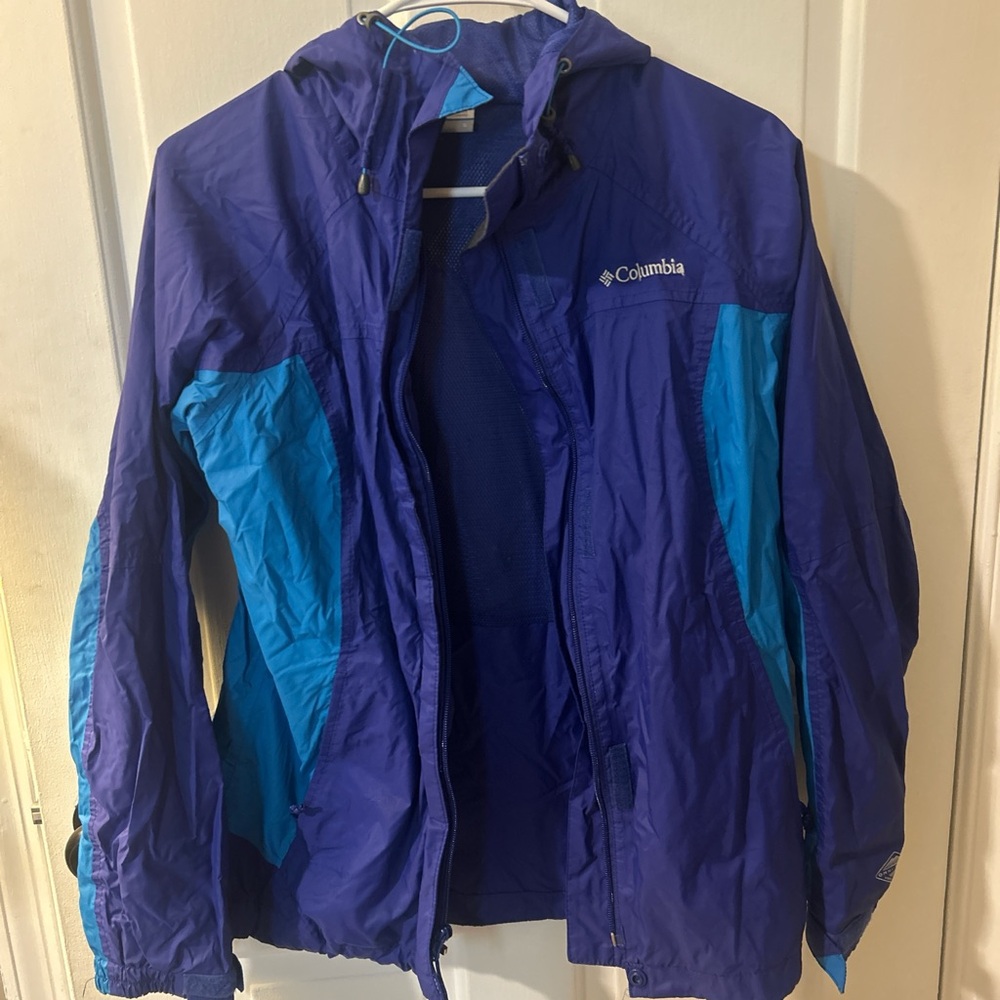 Columbia Blue Raincoat Lightweight Water-Resistant